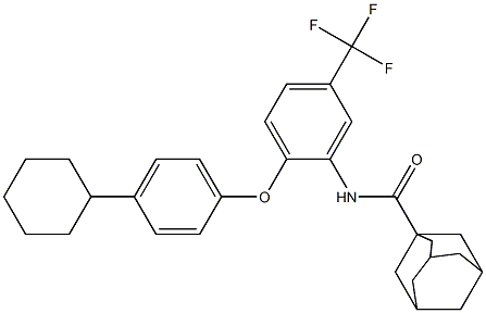 N-[2-(4-cyclohexylphenoxy)-5-(trifluoromethyl)phenyl]adamantane-1-carboxamide Struktur