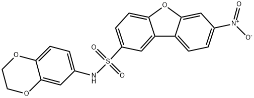 N-(2,3-dihydro-1,4-benzodioxin-6-yl)-7-nitrodibenzofuran-2-sulfonamide Struktur