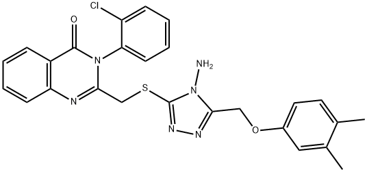 2-[[4-amino-5-[(3,4-dimethylphenoxy)methyl]-1,2,4-triazol-3-yl]sulfanylmethyl]-3-(2-chlorophenyl)quinazolin-4-one Struktur