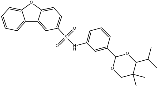 N-[3-(5,5-dimethyl-4-propan-2-yl-1,3-dioxan-2-yl)phenyl]dibenzofuran-2-sulfonamide Struktur