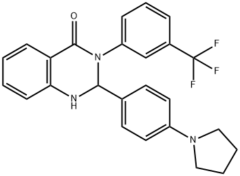 2-(4-pyrrolidin-1-ylphenyl)-3-[3-(trifluoromethyl)phenyl]-1,2-dihydroquinazolin-4-one Struktur