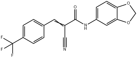 (E)-N-(1,3-benzodioxol-5-yl)-2-cyano-3-[4-(trifluoromethyl)phenyl]prop-2-enamide Struktur