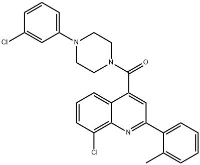 [8-chloro-2-(2-methylphenyl)quinolin-4-yl]-[4-(3-chlorophenyl)piperazin-1-yl]methanone Struktur