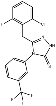 3-[(2-chloro-6-fluorophenyl)methyl]-4-[3-(trifluoromethyl)phenyl]-1H-1,2,4-triazole-5-thione Struktur