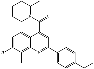 [7-chloro-2-(4-ethylphenyl)-8-methylquinolin-4-yl]-(2-methylpiperidin-1-yl)methanone Struktur