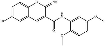 6-chloro-N-(2,5-dimethoxyphenyl)-2-iminochromene-3-carboxamide Struktur