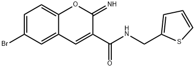 6-bromo-2-imino-N-(thiophen-2-ylmethyl)chromene-3-carboxamide Struktur