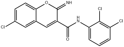 6-chloro-N-(2,3-dichlorophenyl)-2-iminochromene-3-carboxamide Struktur