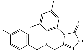 4-(3,5-dimethylphenyl)-3-[(4-fluorophenyl)methylsulfanylmethyl]-1H-1,2,4-triazole-5-thione Struktur