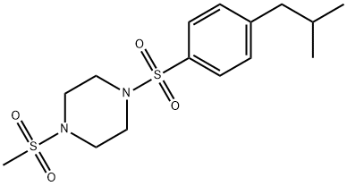 1-[4-(2-methylpropyl)phenyl]sulfonyl-4-methylsulfonylpiperazine Struktur