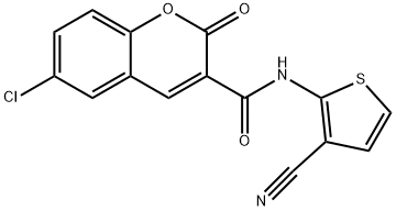 6-chloro-N-(3-cyanothiophen-2-yl)-2-oxochromene-3-carboxamide Struktur