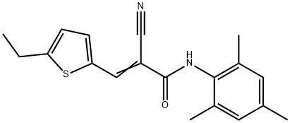 (E)-2-cyano-3-(5-ethylthiophen-2-yl)-N-(2,4,6-trimethylphenyl)prop-2-enamide Struktur