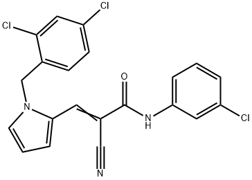 (E)-N-(3-chlorophenyl)-2-cyano-3-[1-[(2,4-dichlorophenyl)methyl]pyrrol-2-yl]prop-2-enamide Struktur