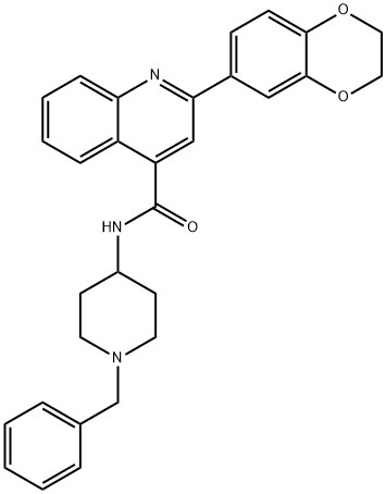 N-(1-benzylpiperidin-4-yl)-2-(2,3-dihydro-1,4-benzodioxin-6-yl)quinoline-4-carboxamide Struktur