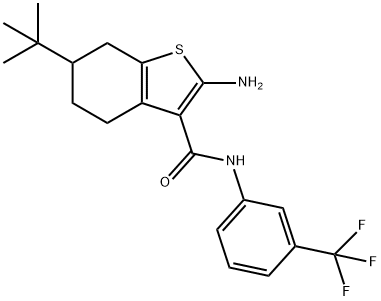 2-amino-6-tert-butyl-N-[3-(trifluoromethyl)phenyl]-4,5,6,7-tetrahydro-1-benzothiophene-3-carboxamide Struktur