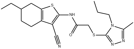 N-(3-cyano-6-ethyl-4,5,6,7-tetrahydro-1-benzothiophen-2-yl)-2-[(5-methyl-4-propyl-1,2,4-triazol-3-yl)sulfanyl]acetamide Struktur