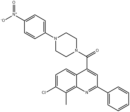 (7-chloro-8-methyl-2-phenylquinolin-4-yl)-[4-(4-nitrophenyl)piperazin-1-yl]methanone Struktur