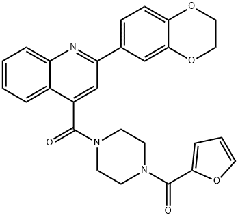 [4-[2-(2,3-dihydro-1,4-benzodioxin-6-yl)quinoline-4-carbonyl]piperazin-1-yl]-(furan-2-yl)methanone Struktur