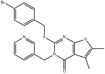 2-[(4-bromophenyl)methylsulfanyl]-5,6-dimethyl-3-(pyridin-3-ylmethyl)thieno[2,3-d]pyrimidin-4-one Struktur