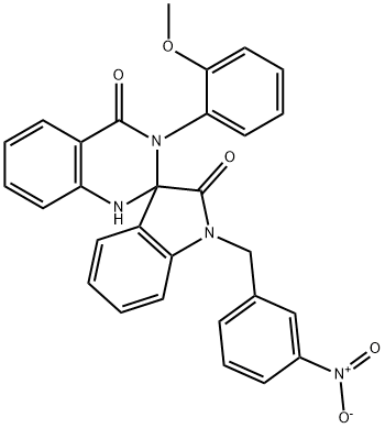 3-(2-methoxyphenyl)-1'-[(3-nitrophenyl)methyl]spiro[1H-quinazoline-2,3'-indole]-2',4-dione Struktur