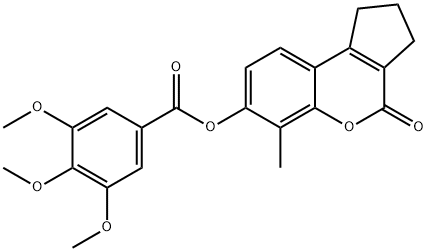 (6-methyl-4-oxo-2,3-dihydro-1H-cyclopenta[c]chromen-7-yl) 3,4,5-trimethoxybenzoate Struktur