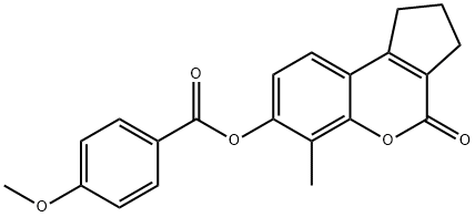 (6-methyl-4-oxo-2,3-dihydro-1H-cyclopenta[c]chromen-7-yl) 4-methoxybenzoate Struktur