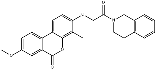 3-[2-(3,4-dihydro-1H-isoquinolin-2-yl)-2-oxoethoxy]-8-methoxy-4-methylbenzo[c]chromen-6-one Struktur