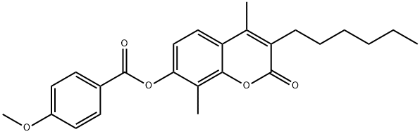 (3-hexyl-4,8-dimethyl-2-oxochromen-7-yl) 4-methoxybenzoate Struktur