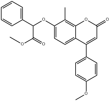 methyl 2-[4-(4-methoxyphenyl)-8-methyl-2-oxochromen-7-yl]oxy-2-phenylacetate Struktur