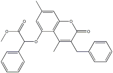 methyl 2-(3-benzyl-4,7-dimethyl-2-oxochromen-5-yl)oxy-2-phenylacetate Struktur