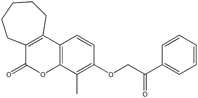 4-methyl-3-phenacyloxy-8,9,10,11-tetrahydro-7H-cyclohepta[c]chromen-6-one Struktur