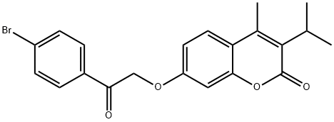 7-[2-(4-bromophenyl)-2-oxoethoxy]-4-methyl-3-propan-2-ylchromen-2-one Struktur