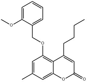 4-butyl-5-[(2-methoxyphenyl)methoxy]-7-methylchromen-2-one Struktur