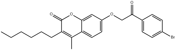 7-[2-(4-bromophenyl)-2-oxoethoxy]-3-hexyl-4-methylchromen-2-one Struktur