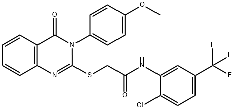 N-[2-chloro-5-(trifluoromethyl)phenyl]-2-[3-(4-methoxyphenyl)-4-oxoquinazolin-2-yl]sulfanylacetamide Struktur