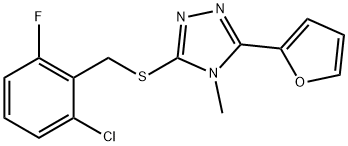 3-[(2-chloro-6-fluorophenyl)methylsulfanyl]-5-(furan-2-yl)-4-methyl-1,2,4-triazole Struktur