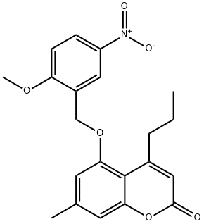 5-[(2-methoxy-5-nitrophenyl)methoxy]-7-methyl-4-propylchromen-2-one Struktur