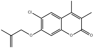 6-chloro-3,4-dimethyl-7-(2-methylprop-2-enoxy)chromen-2-one Struktur