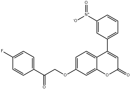 7-[2-(4-fluorophenyl)-2-oxoethoxy]-4-(3-nitrophenyl)chromen-2-one Struktur