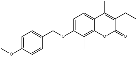 3-ethyl-7-[(4-methoxyphenyl)methoxy]-4,8-dimethylchromen-2-one Struktur