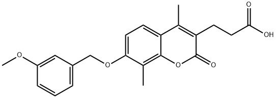 3-[7-[(3-methoxyphenyl)methoxy]-4,8-dimethyl-2-oxochromen-3-yl]propanoic acid Struktur