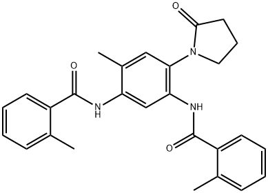 2-methyl-N-[2-methyl-5-[(2-methylbenzoyl)amino]-4-(2-oxopyrrolidin-1-yl)phenyl]benzamide Struktur