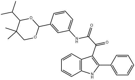 N-[3-(5,5-dimethyl-4-propan-2-yl-1,3-dioxan-2-yl)phenyl]-2-oxo-2-(2-phenyl-1H-indol-3-yl)acetamide Struktur