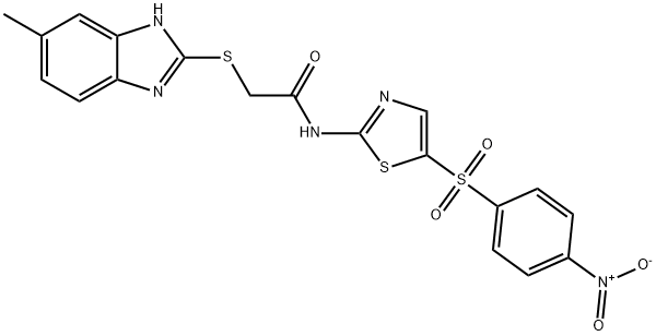 2-[(6-methyl-1H-benzimidazol-2-yl)sulfanyl]-N-[5-(4-nitrophenyl)sulfonyl-1,3-thiazol-2-yl]acetamide Struktur