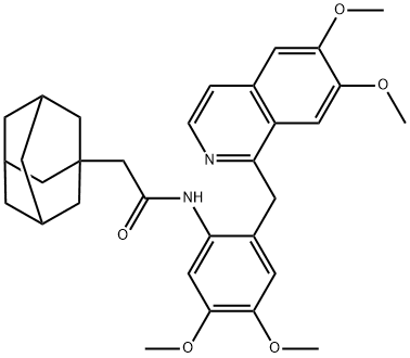 2-(1-adamantyl)-N-[2-[(6,7-dimethoxyisoquinolin-1-yl)methyl]-4,5-dimethoxyphenyl]acetamide Struktur