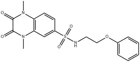 1,4-dimethyl-2,3-dioxo-N-(2-phenoxyethyl)quinoxaline-6-sulfonamide Struktur