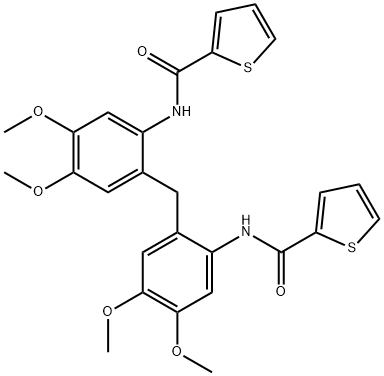 N-[2-[[4,5-dimethoxy-2-(thiophene-2-carbonylamino)phenyl]methyl]-4,5-dimethoxyphenyl]thiophene-2-carboxamide Struktur