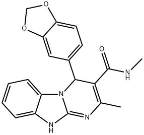 4-(1,3-benzodioxol-5-yl)-N,2-dimethyl-1,4-dihydropyrimido[1,2-a]benzimidazole-3-carboxamide Struktur