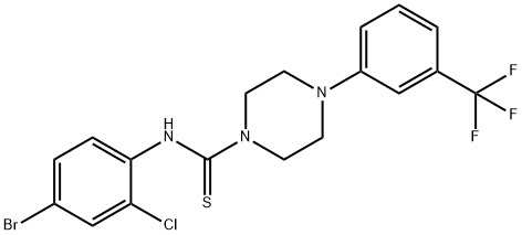 N-(4-bromo-2-chlorophenyl)-4-[3-(trifluoromethyl)phenyl]piperazine-1-carbothioamide Struktur