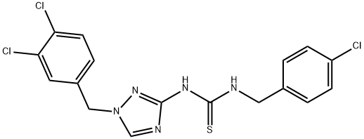 1-[(4-chlorophenyl)methyl]-3-[1-[(3,4-dichlorophenyl)methyl]-1,2,4-triazol-3-yl]thiourea Struktur